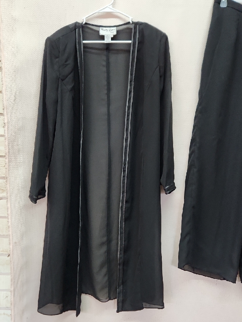 Women's Black Wide-Leg Palazzo Pants - Lightweight Satin Finish - Picture 2 of 8